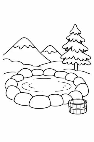 雪景色の温泉
