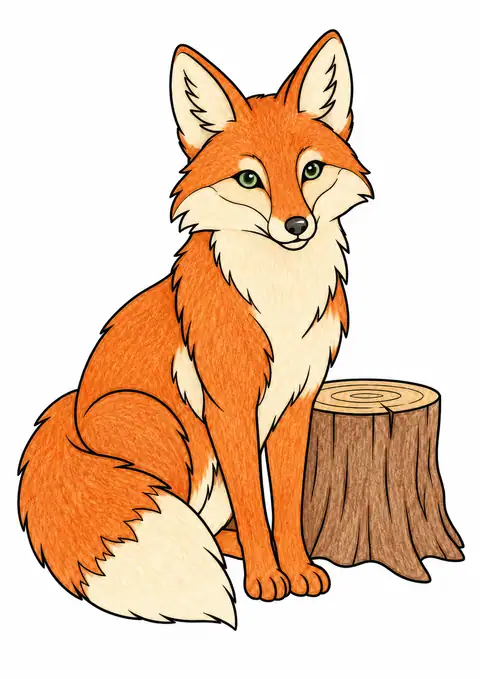 切り株のそばのキツネ 色見本