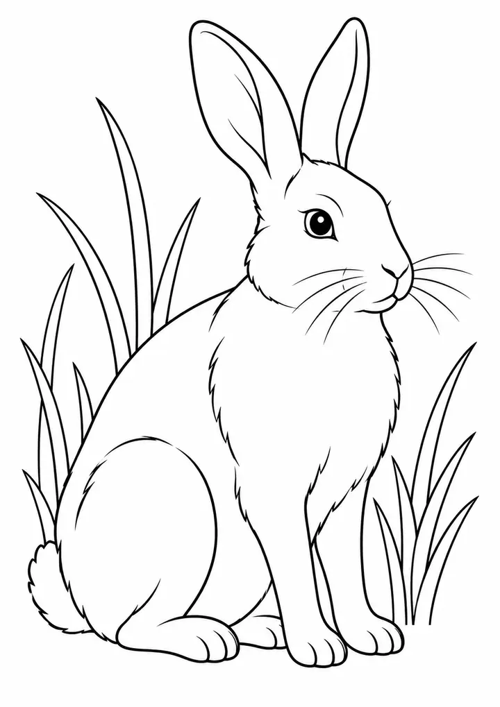 草の中のウサギ 線画