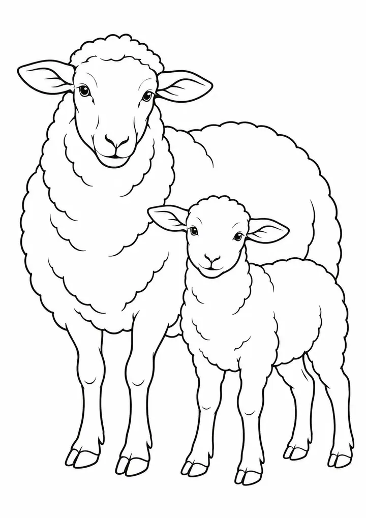 羊と子羊 線画