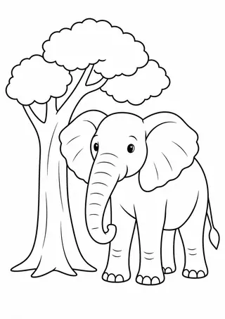 木陰のゾウ