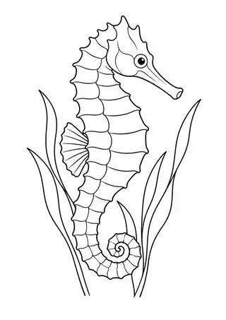 海草に寄り添うタツノオトシゴ