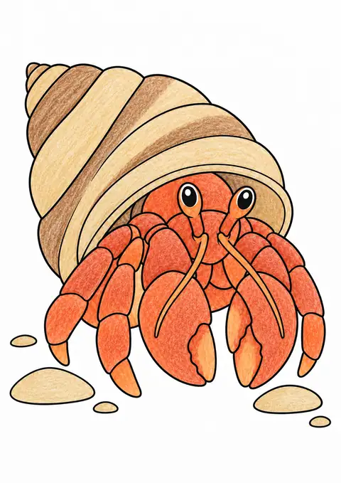 貝から顔を出すヤドカリ 色見本