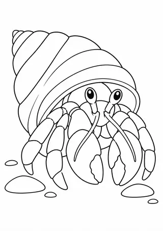 貝から顔を出すヤドカリ