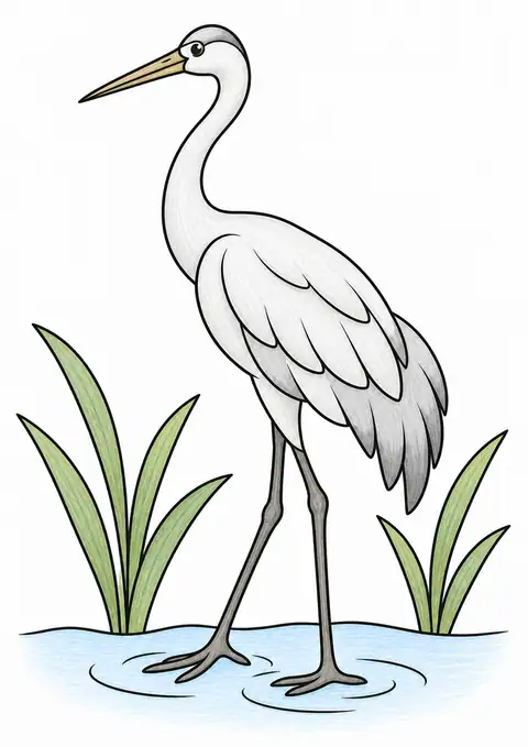 水辺に立つツル 色見本