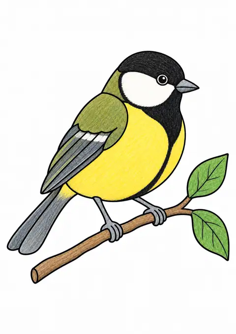 小枝のシジュウカラ 色見本