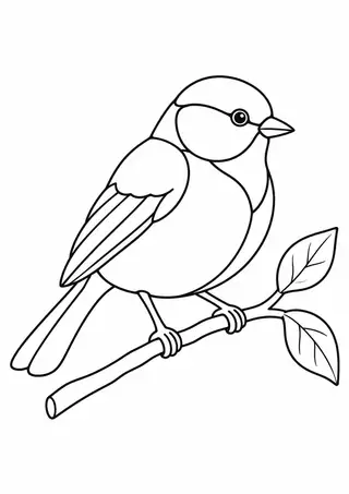 小枝のシジュウカラ