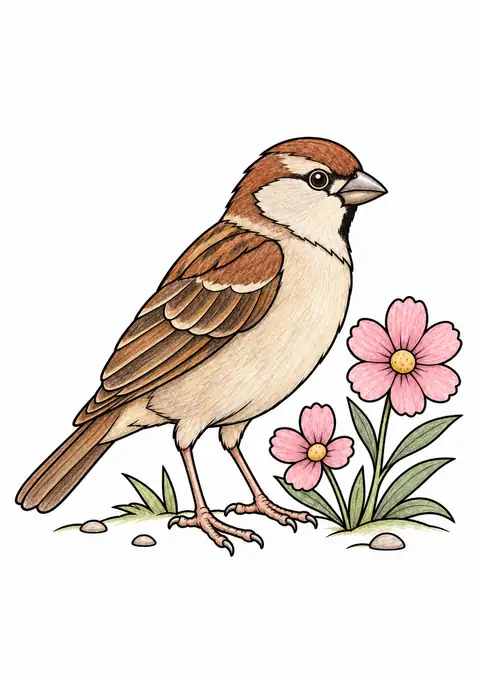 花壇のスズメ 色見本