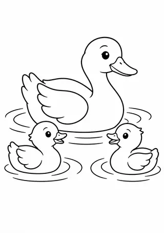 池の親子ガモ