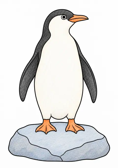 岩に立つペンギン 色見本