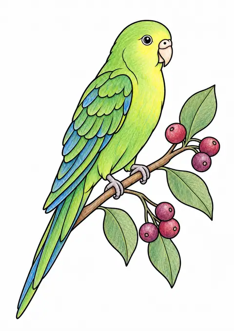 実の枝のインコ 色見本