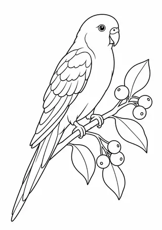 実の枝のインコ
