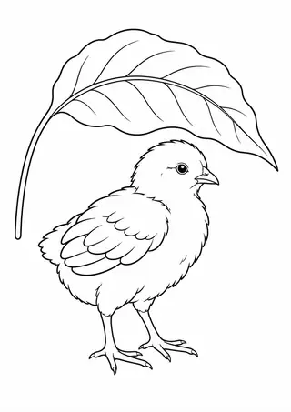葉の下のヒヨコ