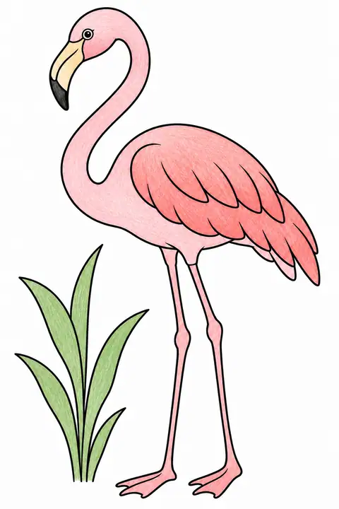 葦のそばのフラミンゴ 色見本