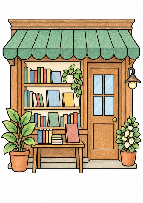 小さな本屋の店先 色見本