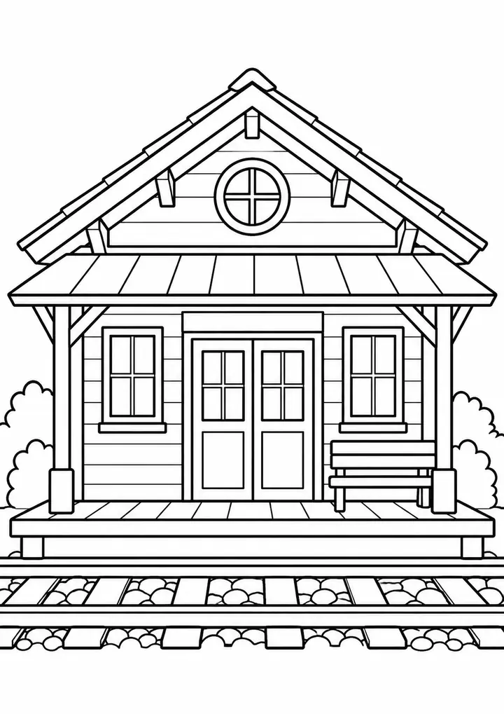 小さな駅舎 線画