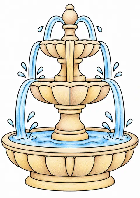 広場の噴水 色見本