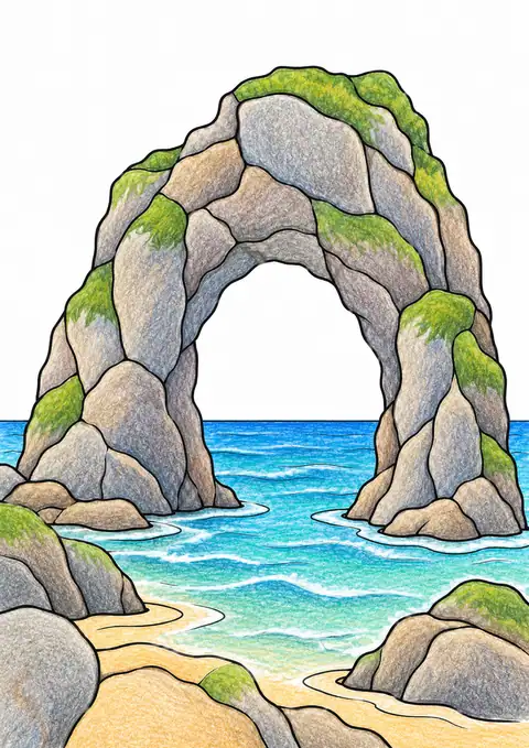 海岸の岩のアーチ 色見本