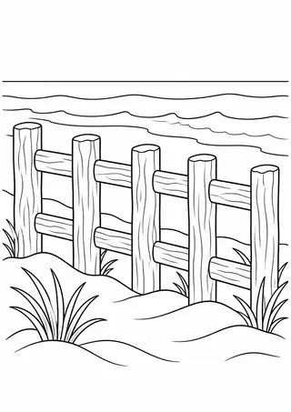 海辺の木の柵