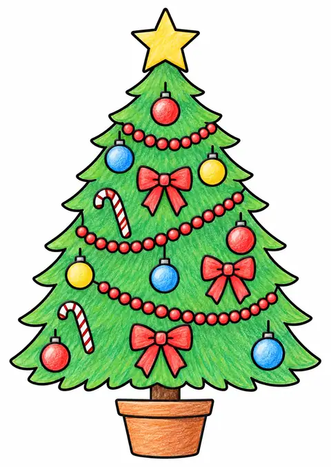 飾りのあるクリスマスツリー 色見本