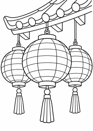 軒先に並ぶ夏祭りの提灯