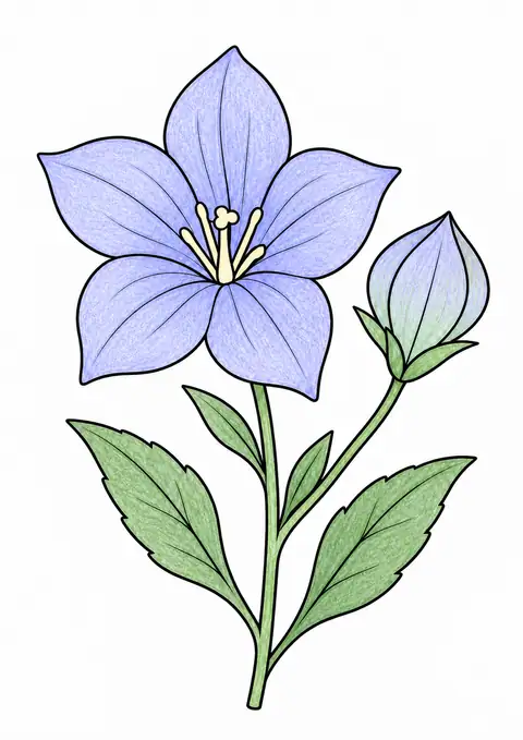 桔梗の花と蕾 色見本