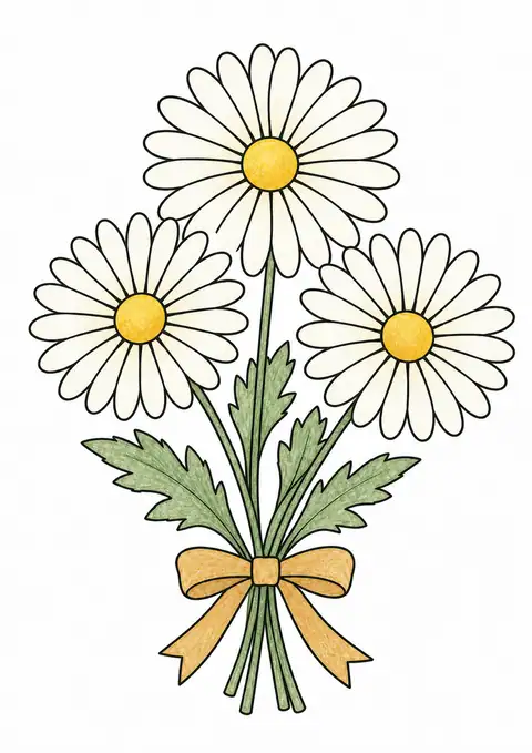 マーガレットの花束 色見本