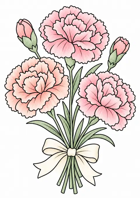 カーネーションの花束 色見本