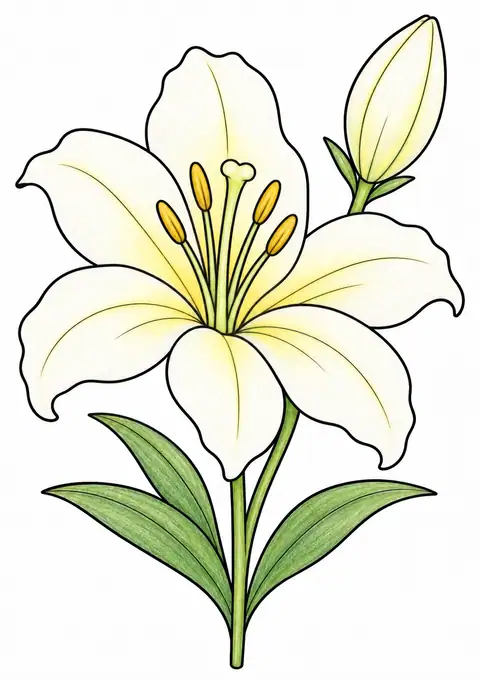ユリの花と蕾 色見本