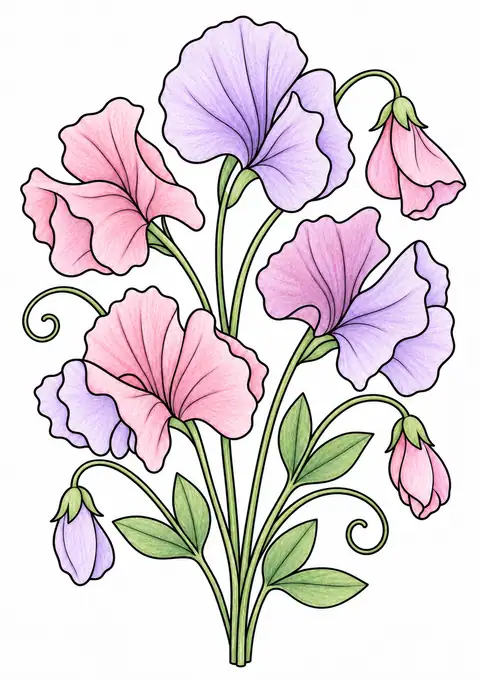 スイートピーの花束 色見本