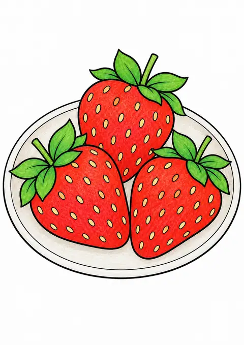 皿のいちご三粒 色見本