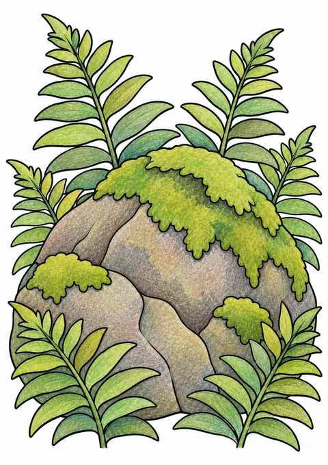 苔むした大岩 色見本
