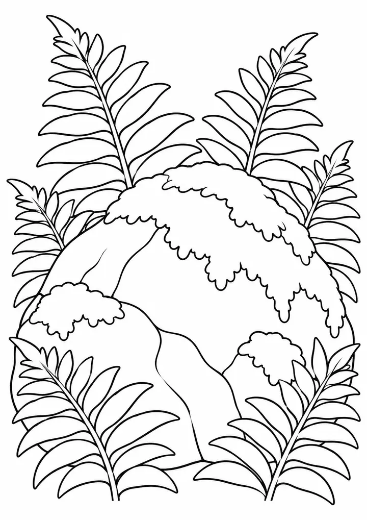 苔むした大岩 線画