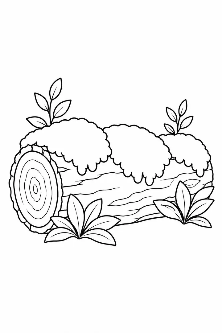丸太を覆うコケ 線画