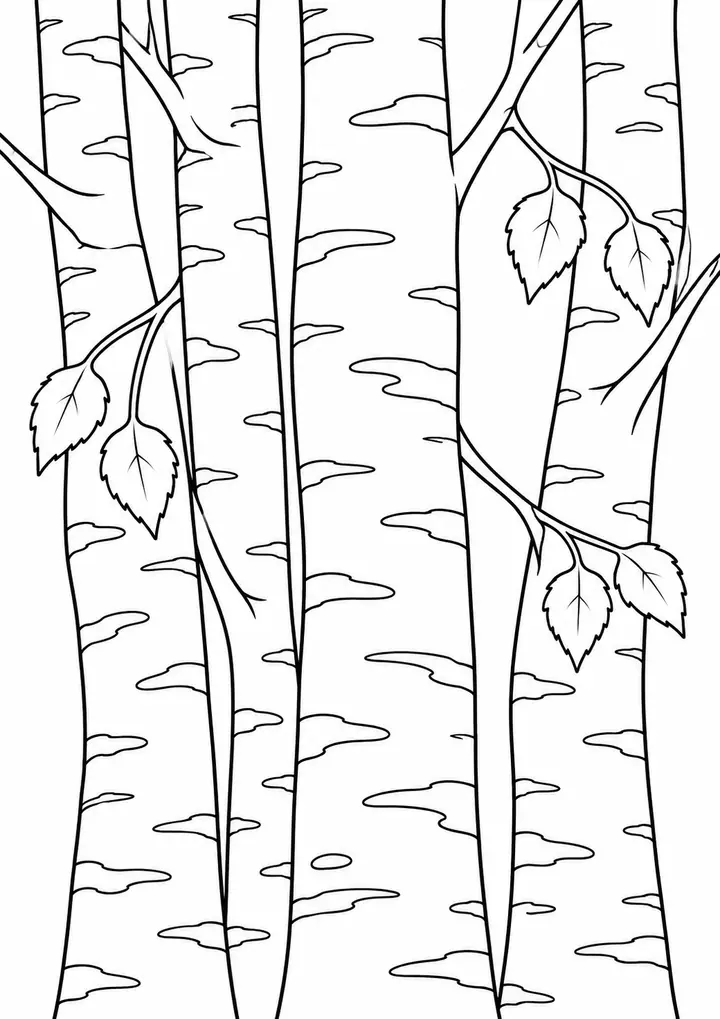 並んだ白樺の幹 線画
