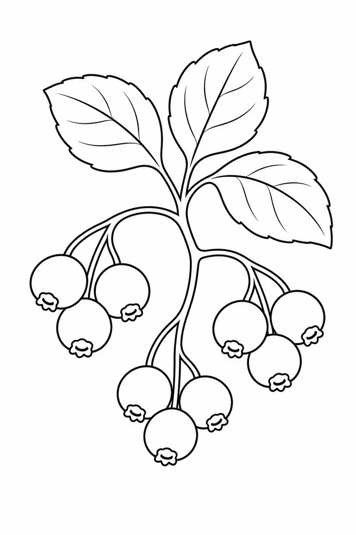 葉の下のベリー 線画