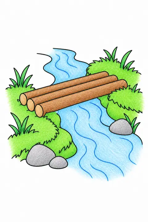 小川の丸太橋 色見本