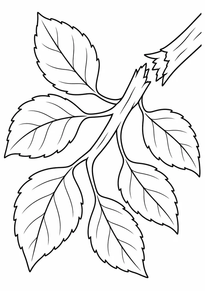 折れた枝と葉 線画