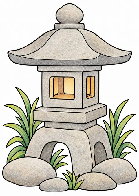 庭の石灯籠 色見本