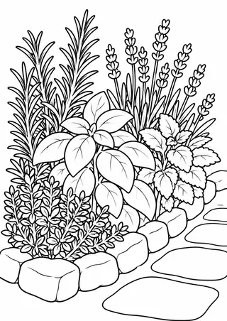 小道沿いのハーブ花壇