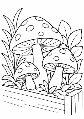 花壇の縁のキノコ