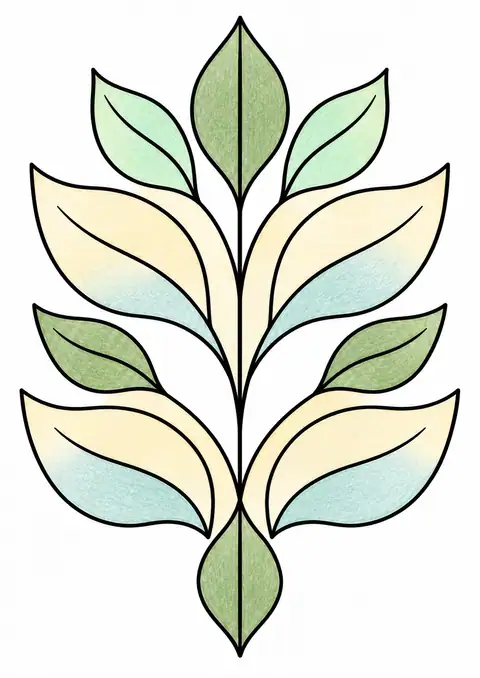 左右対称の葉模様 色見本