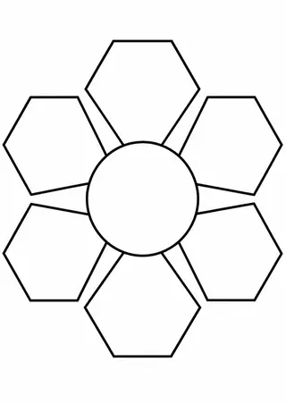 六角形と丸の花模様