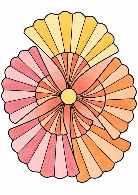 中心から広がる扇 色見本