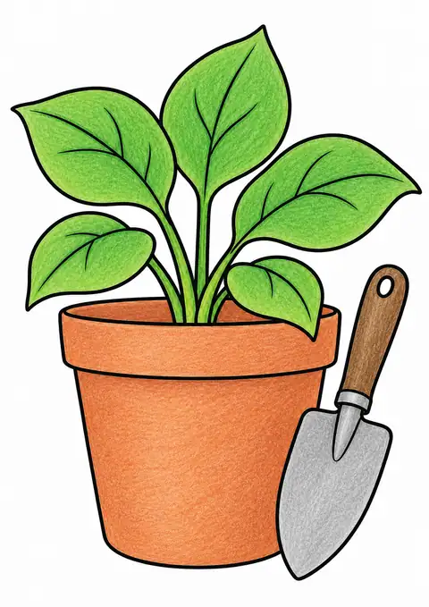 植木鉢とスコップ 色見本