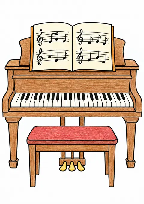 開いた楽譜と鍵盤 色見本