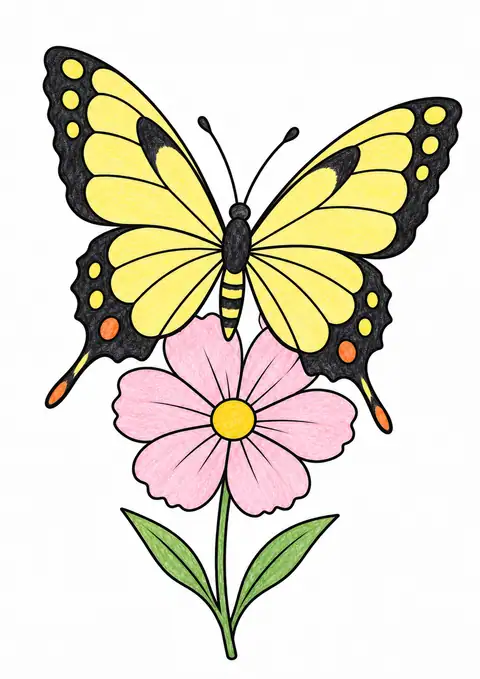 花にとまるアゲハチョウ 色見本