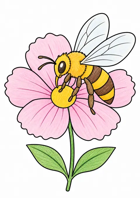 花にとまるミツバチ 色見本