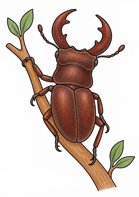 枝につかまるクワガタ 色見本