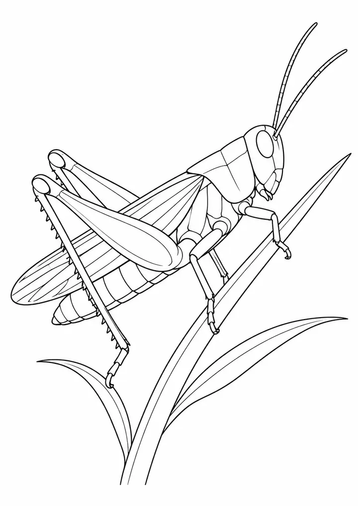 草の茎のバッタ 線画